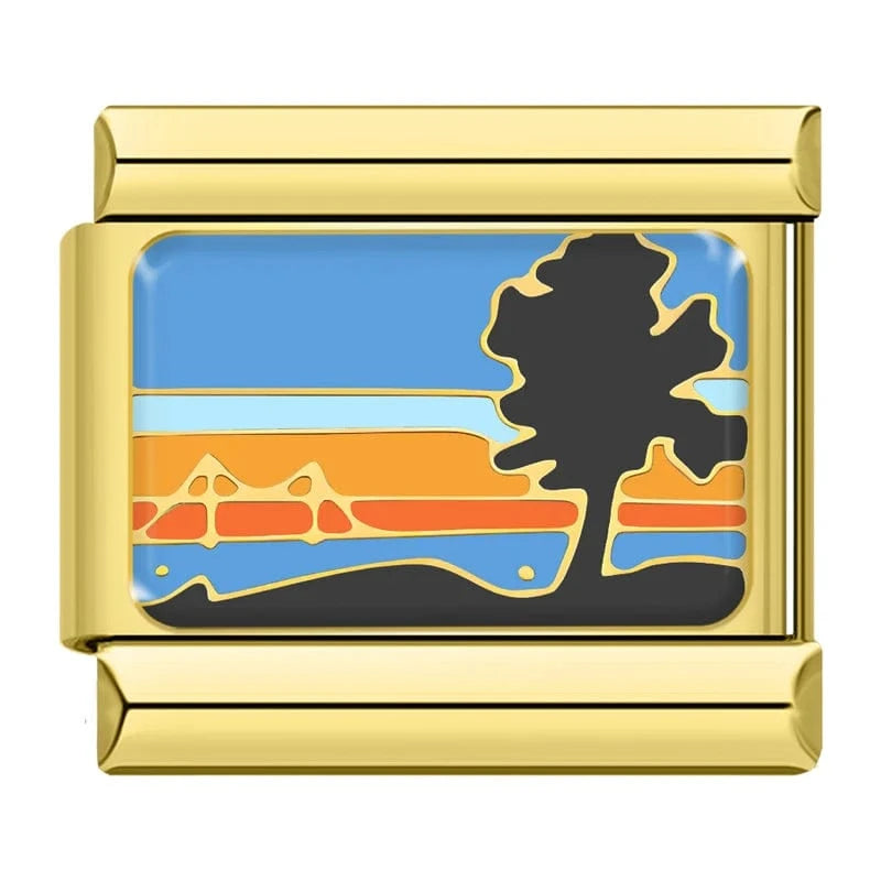 Sunset Hills Italian charm link, 9mm stainless steel module