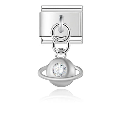 Crystal Saturn Planet in Silver