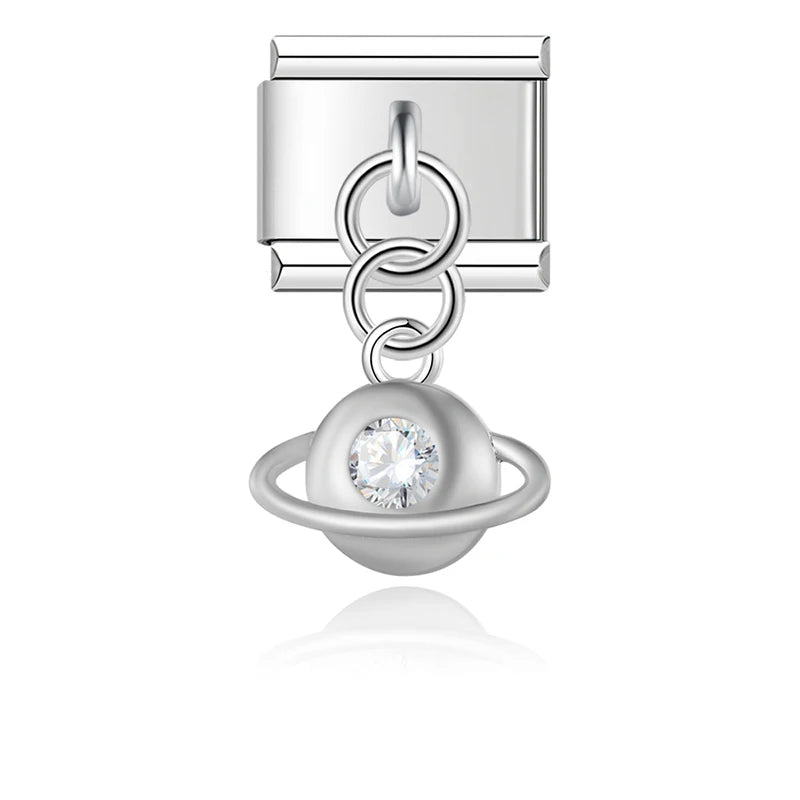 Crystal Saturn Planet in Silver