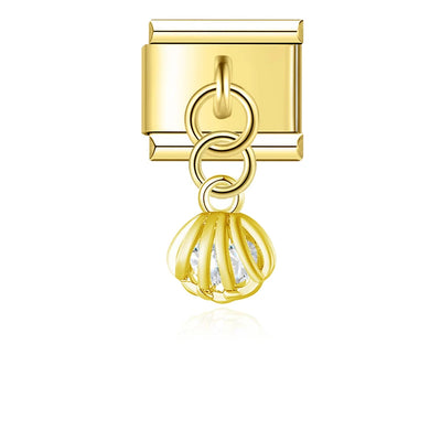 Caged Crystal Drop in Gold