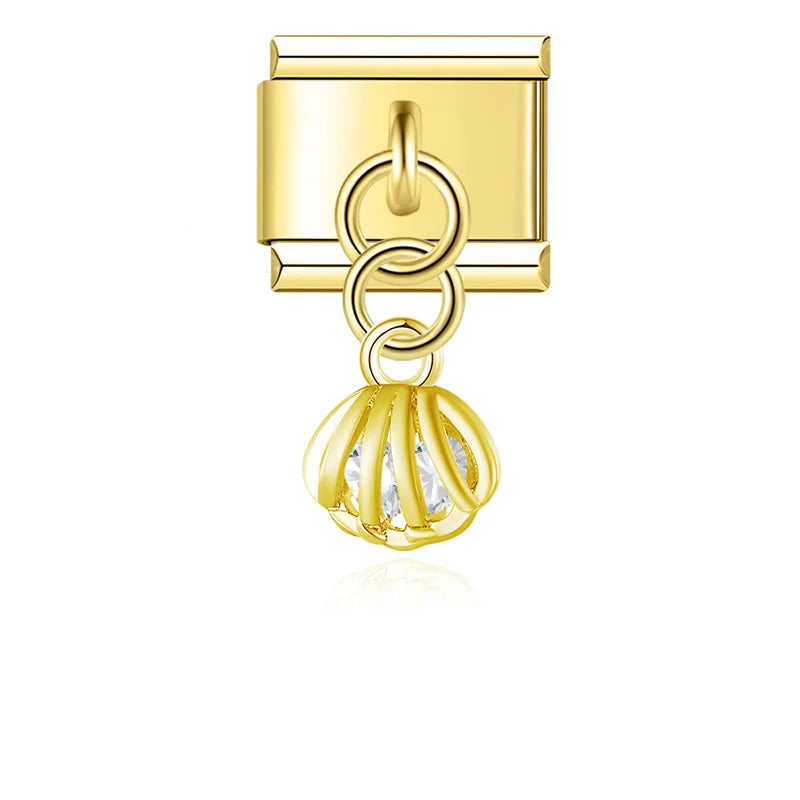 Caged Crystal Drop in Gold