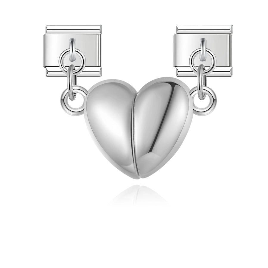 Magnetic Split Heart in Silver