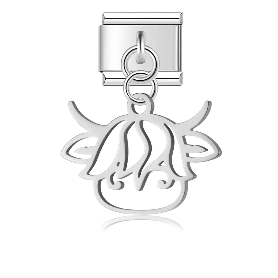 Highland Cow Outline in Silver