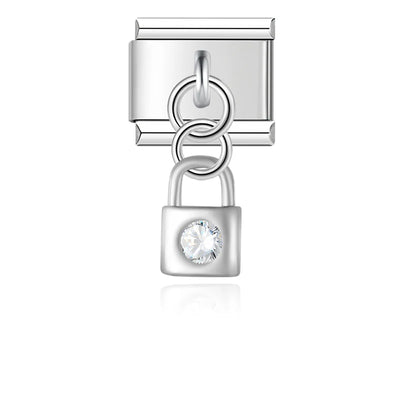 Crystal Padlock in Silver
