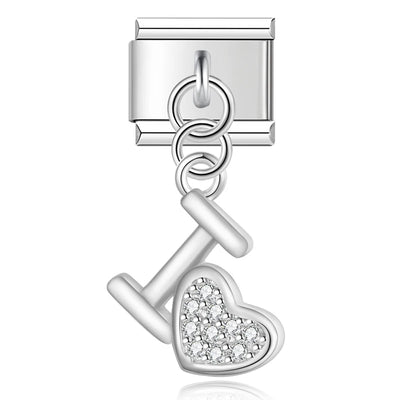 I Love You Crystal Heart in Silver