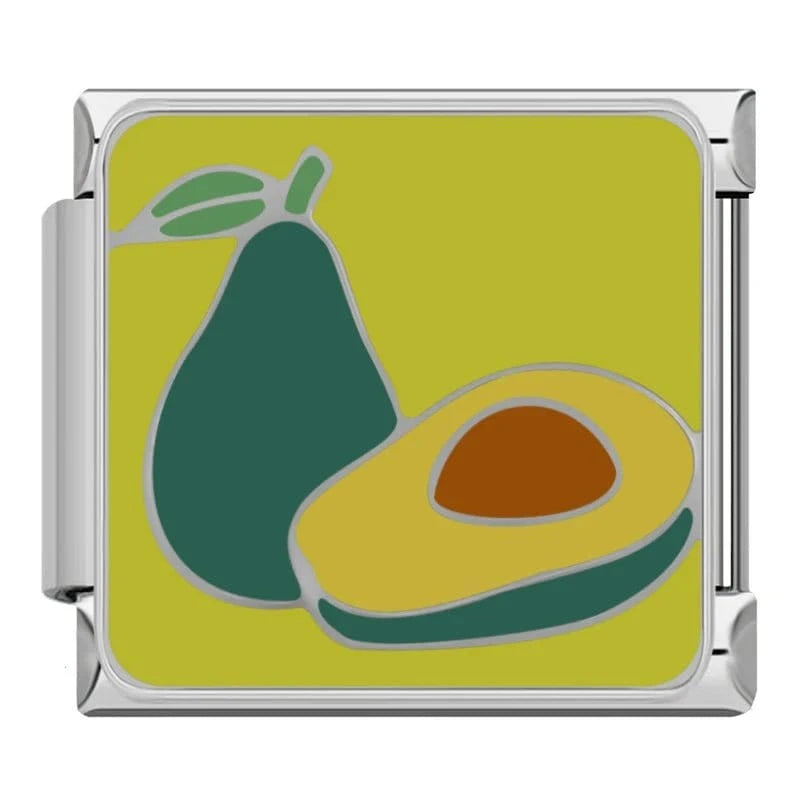 Avocado Italian charm link, 9mm stainless steel module
