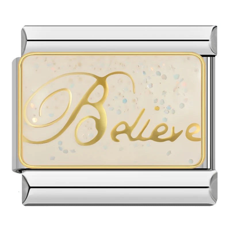 Believe - Cacilia Sauer - Italian Charm Bracelet - custom jewelry - vintage jewelry - charms and pendants