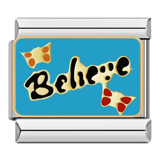 Believe - Cacilia Sauer - Italian Charm Bracelet - custom jewelry - vintage jewelry - charms and pendants