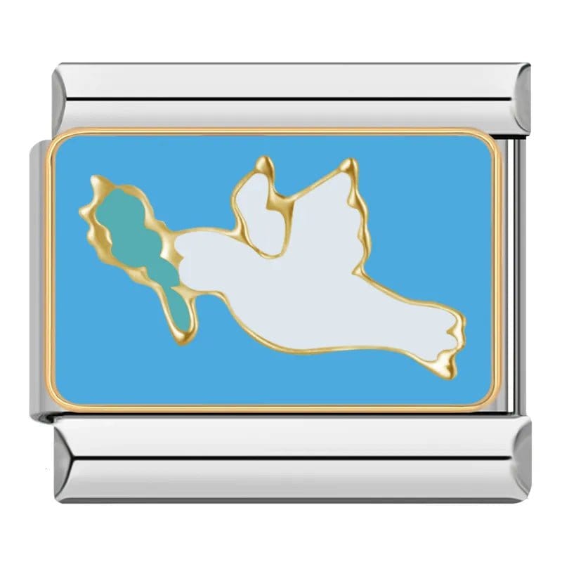 Bird Italian charm link, 9mm stainless steel module