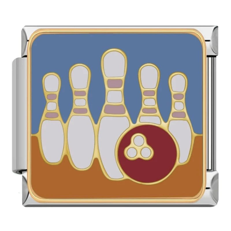 Bowling Italian charm link, 9mm stainless steel module