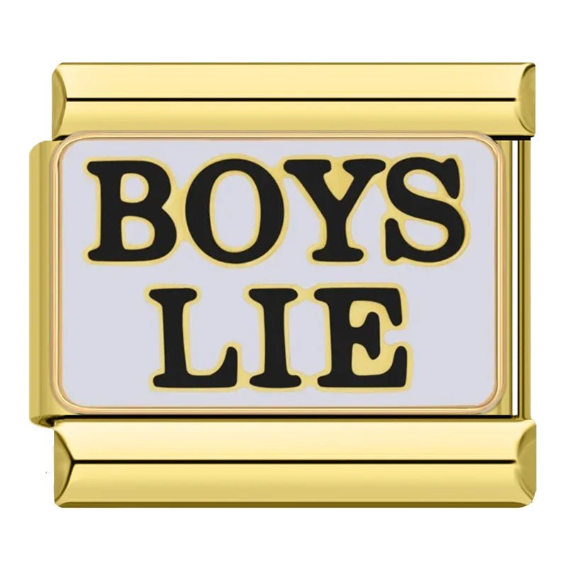 Boys Lie - Cacilia Sauer - Italian Charm Bracelet - custom jewelry - vintage jewelry - charms and pendants