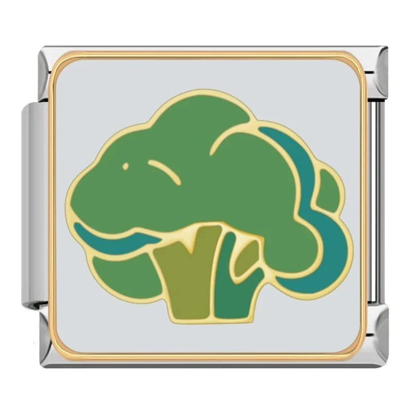Broccoli Italian charm link, 9mm stainless steel module