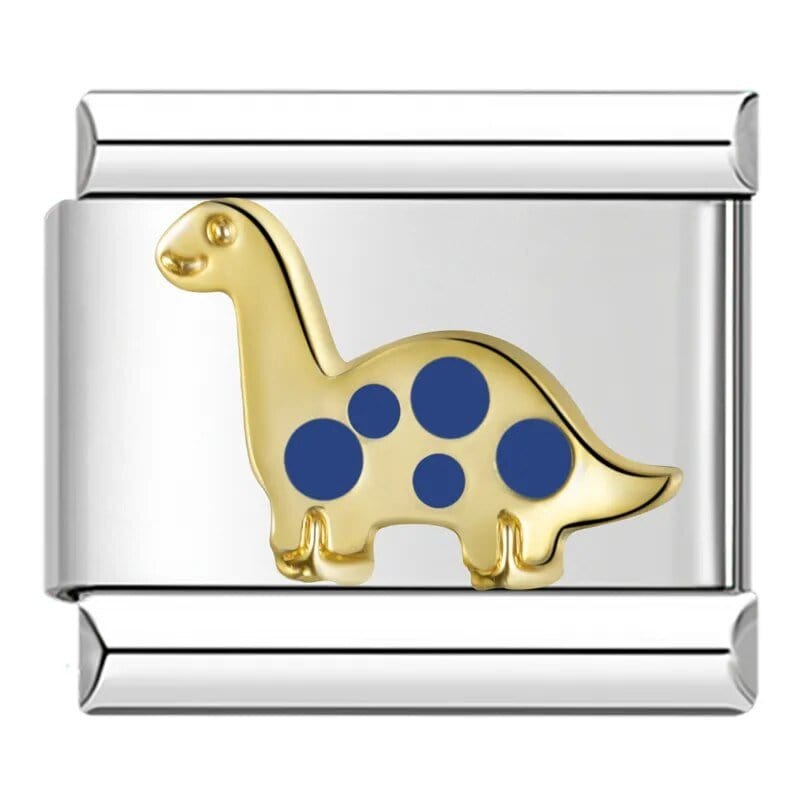 Brontosaurus dinosaur Italian charm link, 9mm enamel module