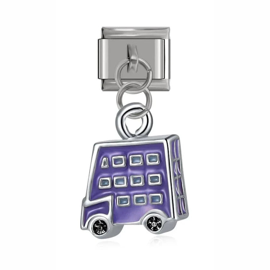 Bus Italian charm link, 9mm stainless steel module