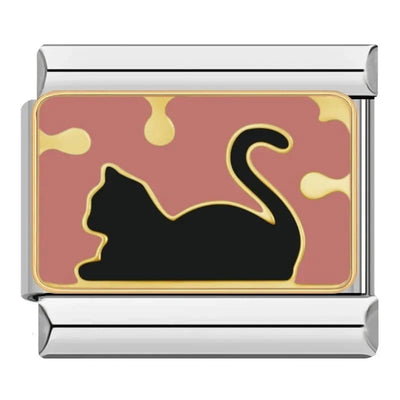 Black Cat Silhouette in Silver