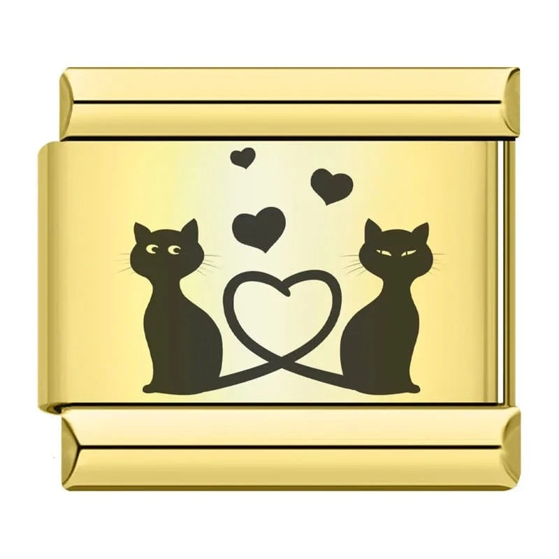 Cat's Love Italian charm link, 9mm stainless steel module