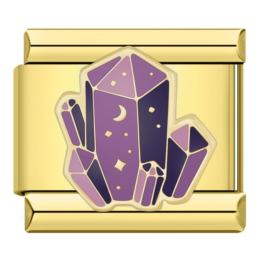 Celestial Amethyst Italian charm link, 9mm stainless steel module