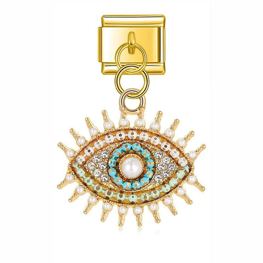 Celestial Eye - Cacilia Sauer - Italian Charm Bracelet - custom jewelry - vintage jewelry - charms and pendants