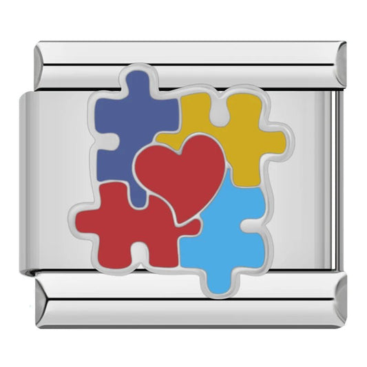 Colourful Puzzle with Love - Cacilia Sauer - Italian Charm Bracelet - custom jewelry - vintage jewelry - charms and pendants