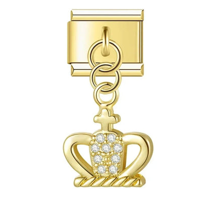 Crown, Spade, and Floral Charms - Cacilia Sauer - Italian Charm Bracelet - custom jewelry - vintage jewelry - charms and pendants