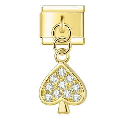 Crown, Spade, and Floral Charms - Cacilia Sauer - Italian Charm Bracelet - custom jewelry - vintage jewelry - charms and pendants