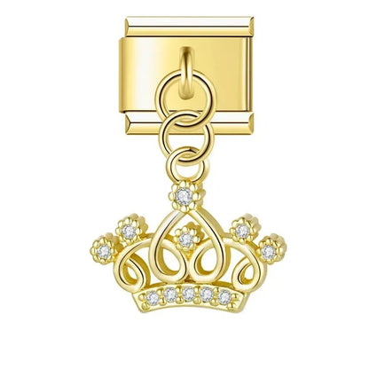 Crown, Spade, and Floral Charms - Cacilia Sauer - Italian Charm Bracelet - custom jewelry - vintage jewelry - charms and pendants