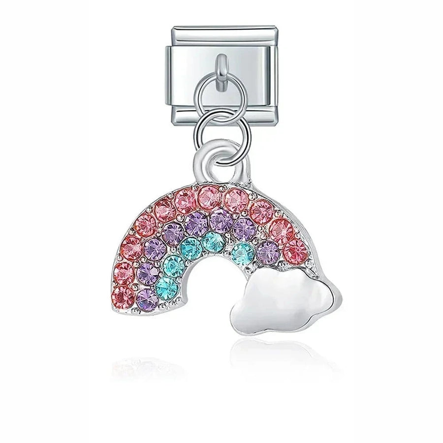 Crystal Rainbow Cloud Italian charm link, 9mm stainless steel module