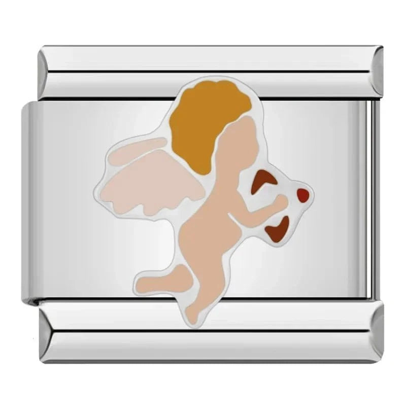 Cupid Italian charm link, 9mm stainless steel module