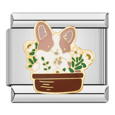 Corgi in Flower Pot