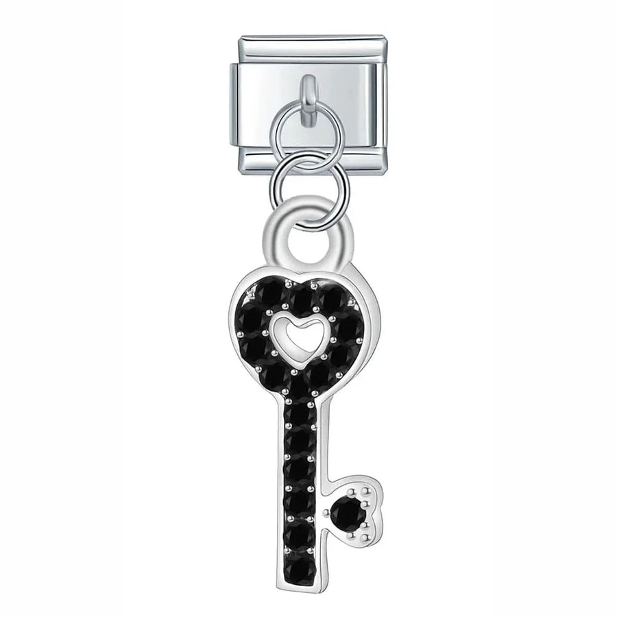 Black Crystal Heart Key