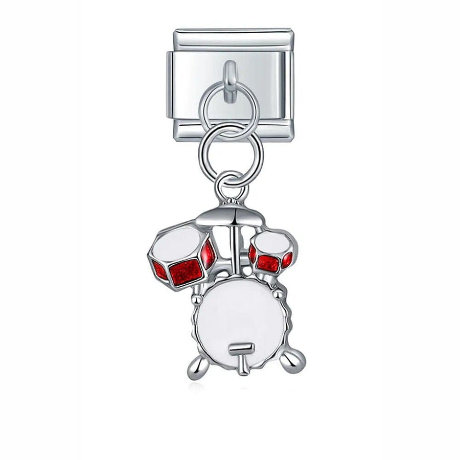 Drum Music Instrument Italian charm link, 9mm stainless steel module