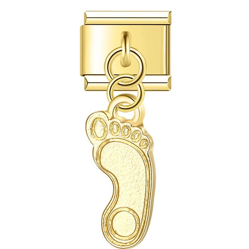Foot Print Italian charm link, 9mm stainless steel module