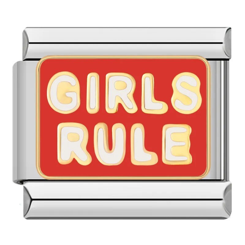 Girls Rule - Cacilia Sauer - Italian Charm Bracelet - custom jewelry - vintage jewelry - charms and pendants