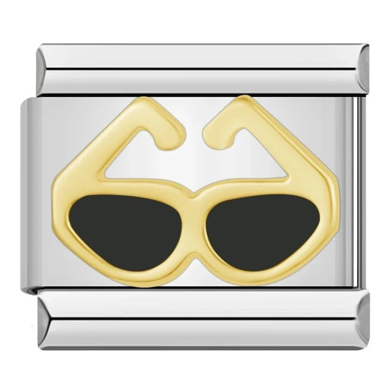 Black Sunglasses Italian charm link — 9mm stainless steel module