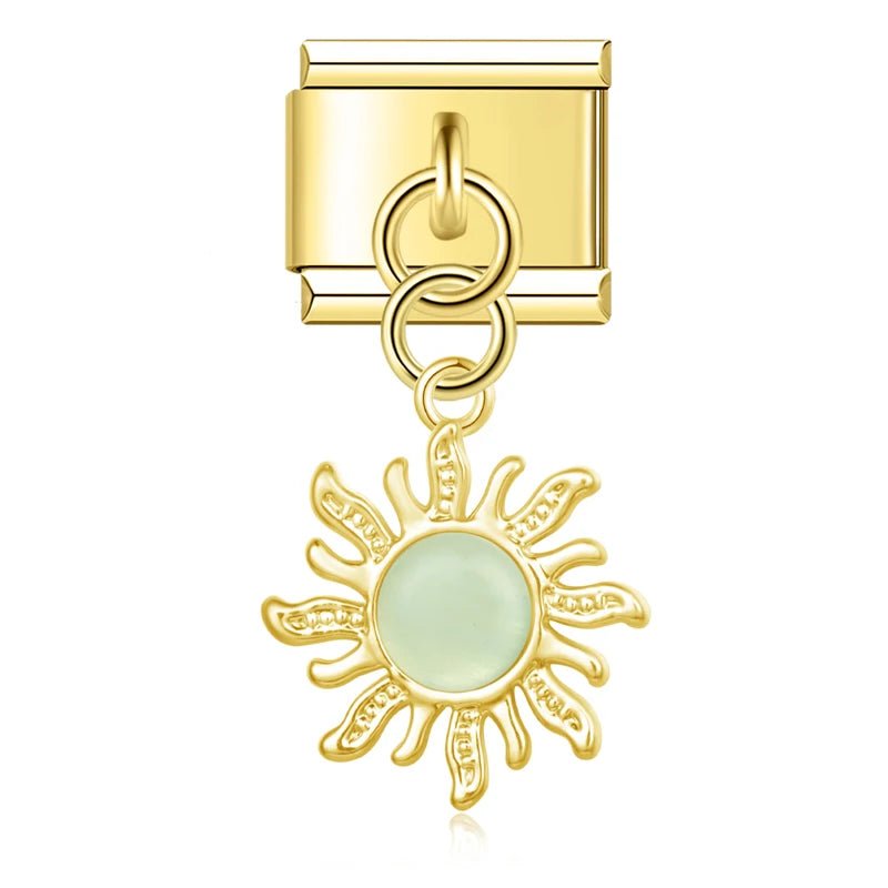 Glow Sun Charms - Cacilia Sauer - Italian Charm Bracelet - custom jewelry - vintage jewelry - charms and pendants