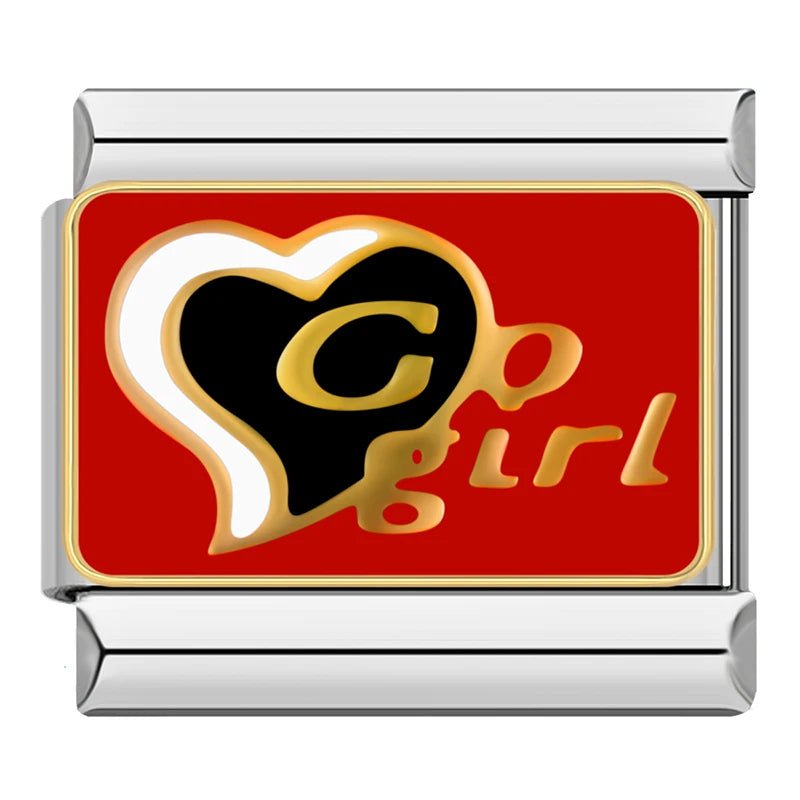 Go Girl - Cacilia Sauer - Italian Charm Bracelet - custom jewelry - vintage jewelry - charms and pendants