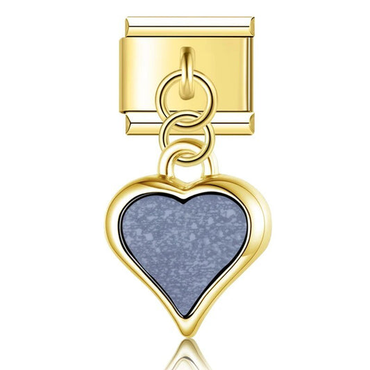 Golden Blue Heart - Cacilia Sauer - Italian Charm Bracelet - custom jewelry - vintage jewelry - charms and pendants