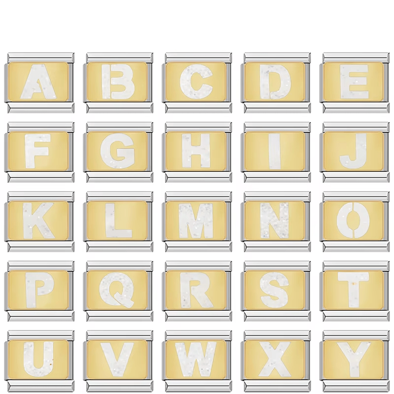 Golden Pearl Letters - Cacilia Sauer - Italian Charm Bracelet - custom jewelry - vintage jewelry - charms and pendants