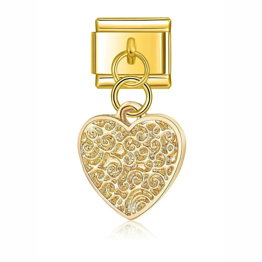 Golden Swirls Italian charm link, 9mm stainless steel module
