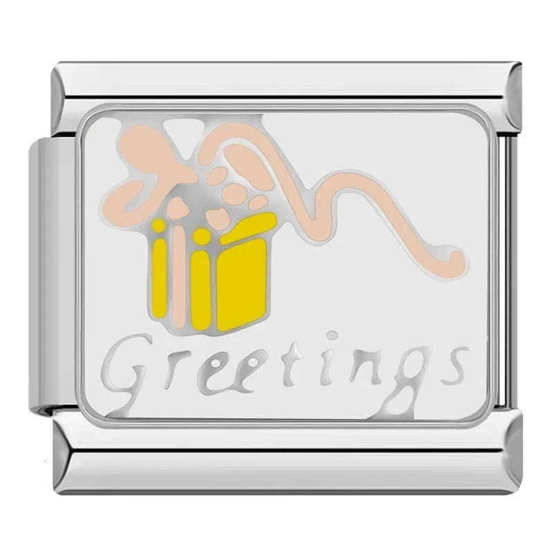 Greeting Gift Italian charm link, 9mm stainless steel module