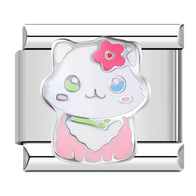 White Cat with Flower