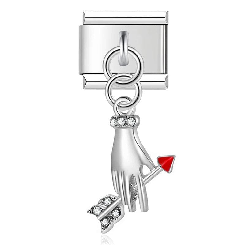 Holding Arrow Italian charm link, 9mm stainless steel module