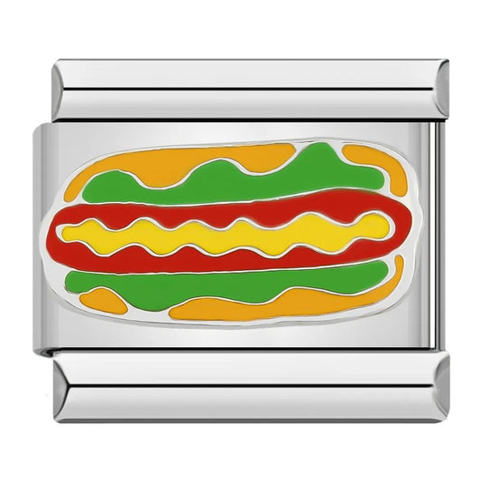 Hot Dog - Cacilia Sauer - Italian Charm Bracelet - custom jewelry - vintage jewelry - charms and pendants