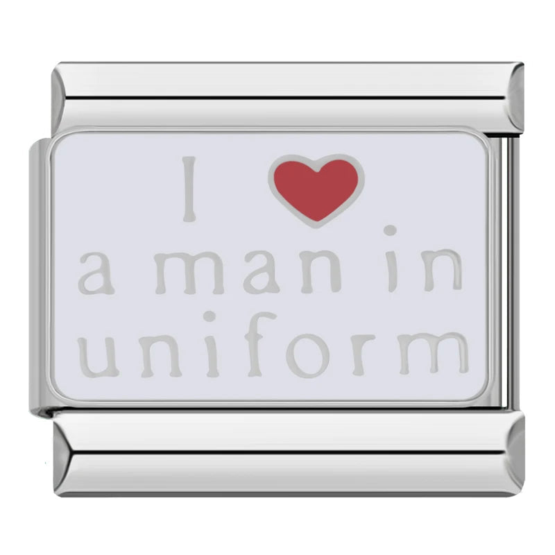 I <3 Man In Uniform - Cacilia Sauer - Italian Charm Bracelet - custom jewelry - vintage jewelry - charms and pendants