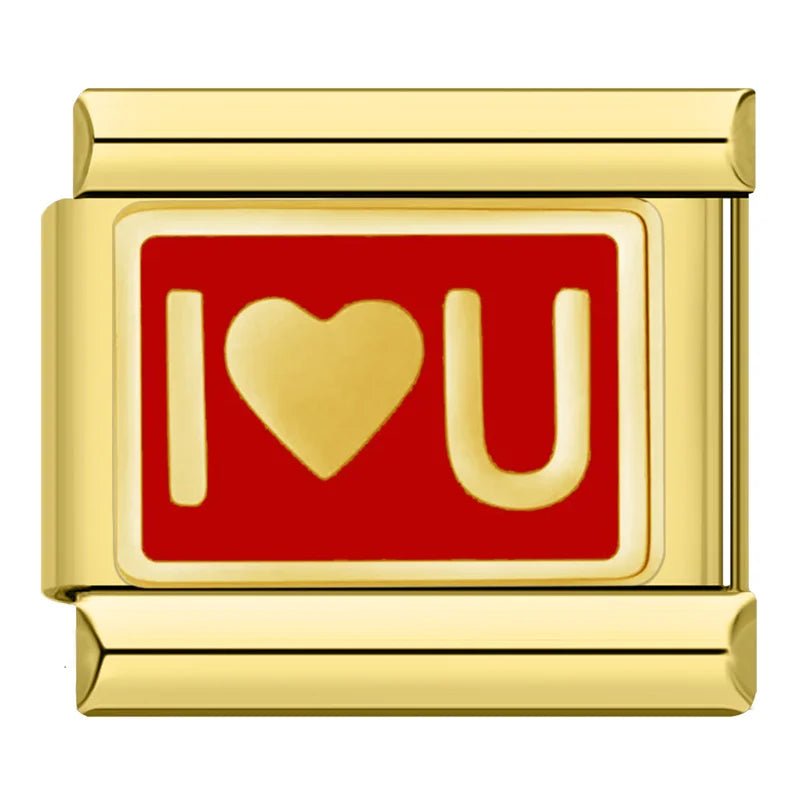 I <3 U - Cacilia Sauer - Italian Charm Bracelet - custom jewelry - vintage jewelry - charms and pendants