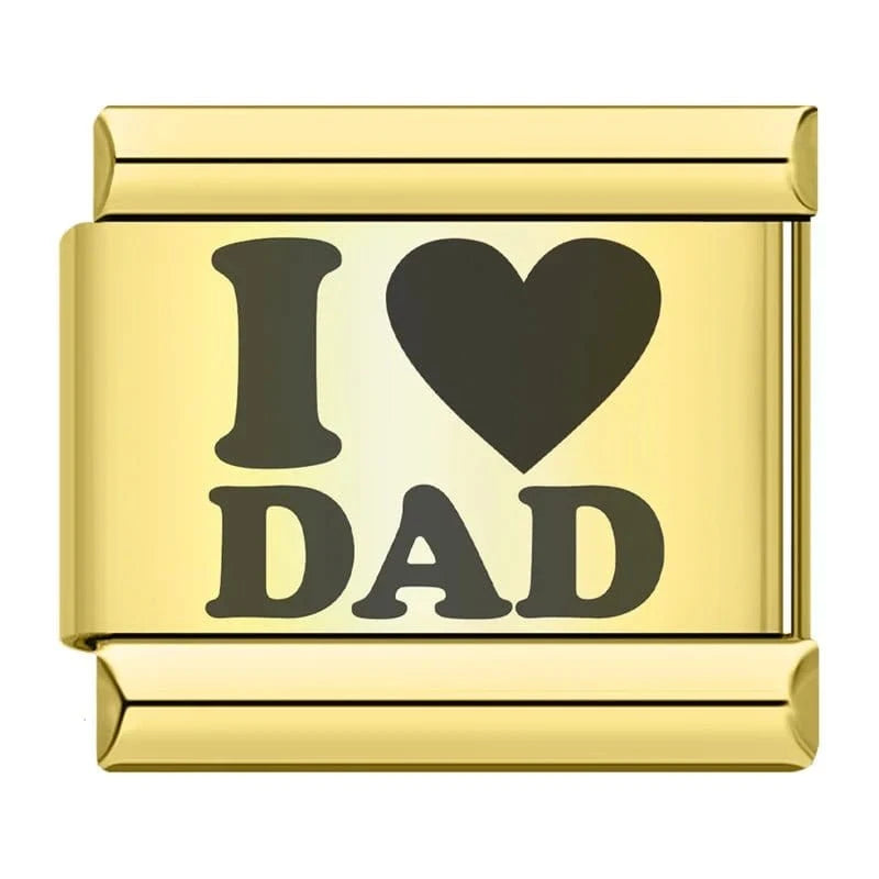 I Love Dad Italian charm link, 9mm stainless steel module
