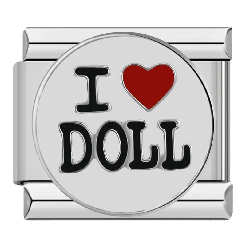 I Love Doll Italian charm link, 9mm stainless steel module