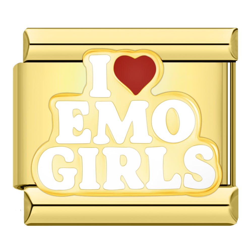 I Love Emo Girl - Cacilia Sauer - Italian Charm Bracelet - custom jewelry - vintage jewelry - charms and pendants