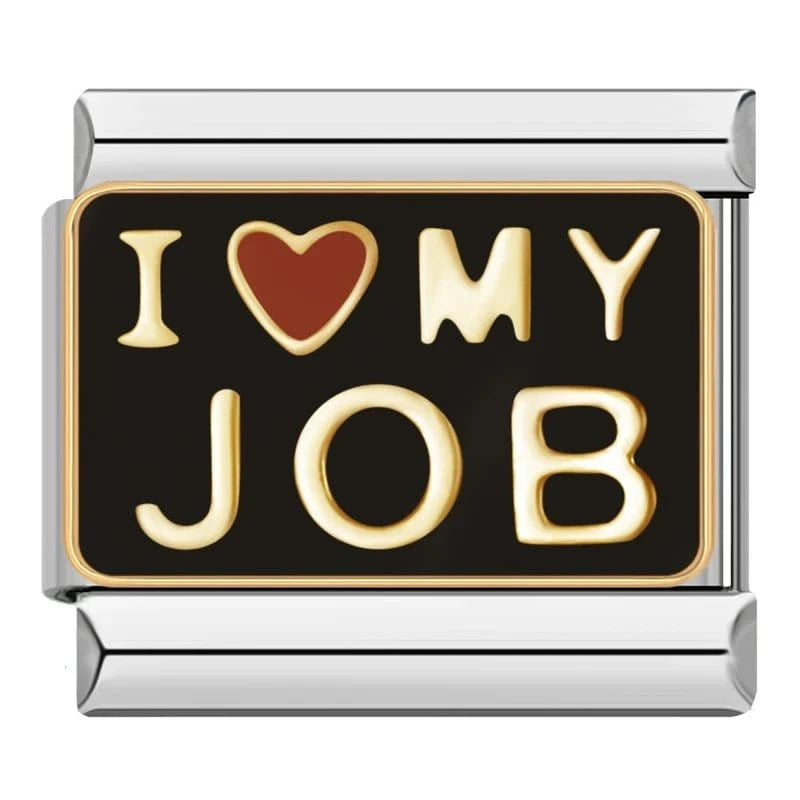 I Love My Job Italian charm link, 9mm stainless steel module