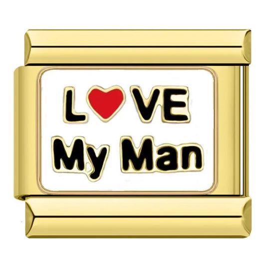 I Love My Man - Cacilia Sauer - Italian Charm Bracelet - custom jewelry - vintage jewelry - charms and pendants